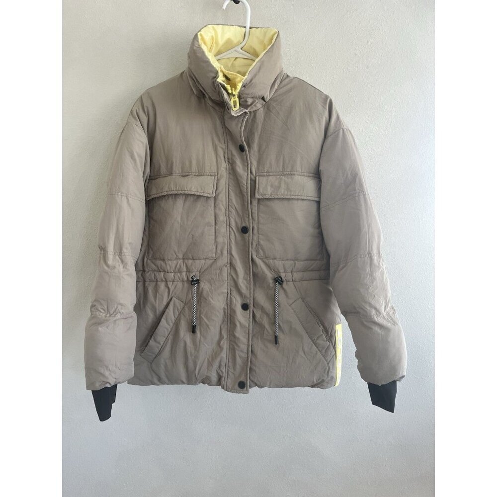 Dualist Zorah Reversible Jacket Yellow & Beige Brown Womens Small Medium Zip Up - Picture 5 of 11